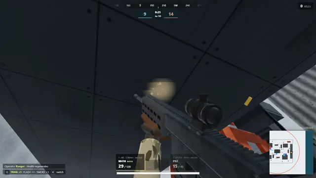 Firing a rifle inside the Whiteout arctic station in Lobbystrike