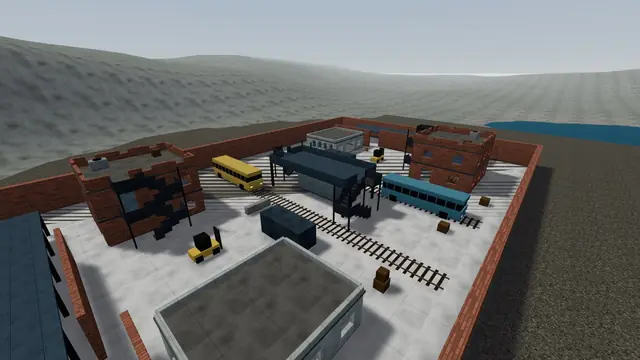 Overhead view of the Foundry tram depot map in Lobbystrike